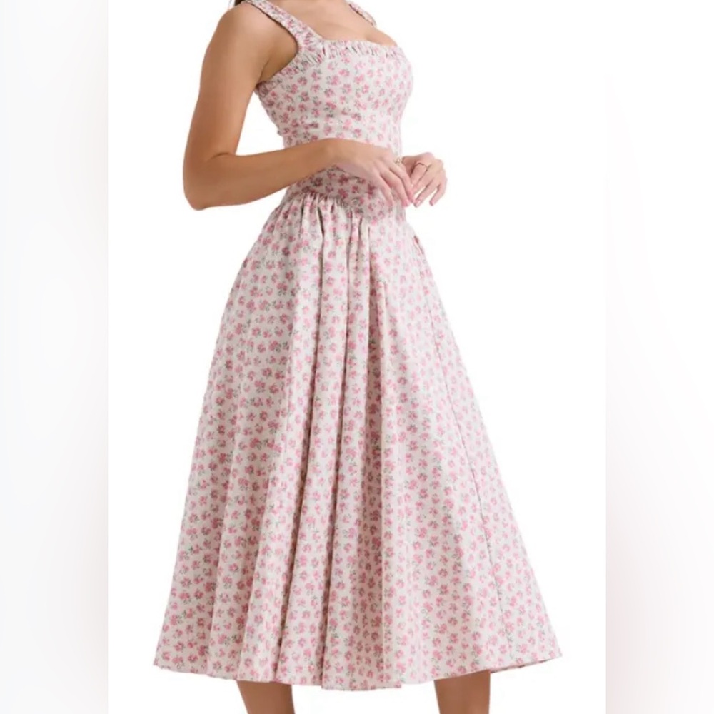 House of CB Dorothy Floral Stretch Cotton Dress Medium - Picture 3 of 7